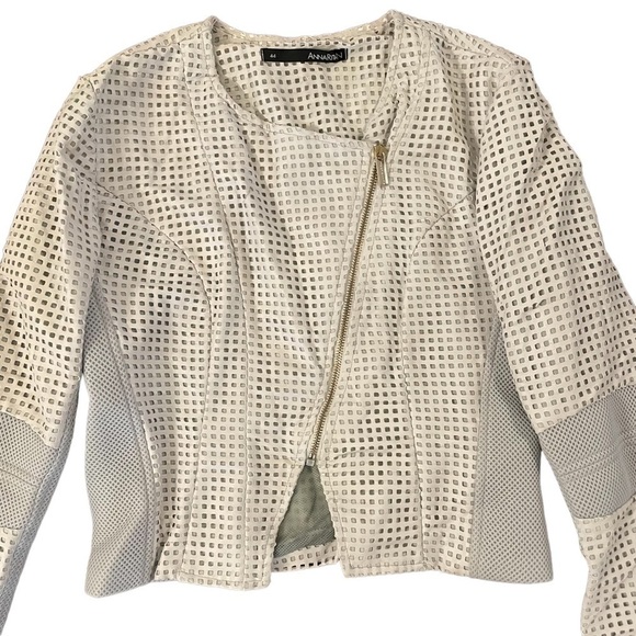 AnnaRita N Gray Perforated Style Blazer/Moto Jacket, Size 8 - Picture 4 of 10